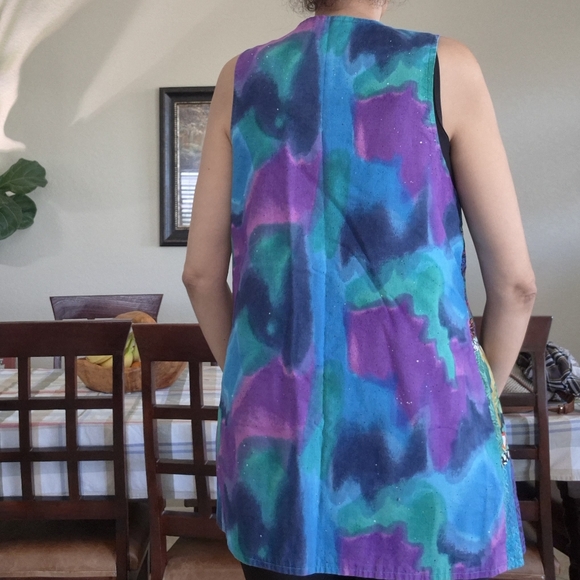 Vtg. Parrot head floral Vest Sz Medium - Picture 15 of 16